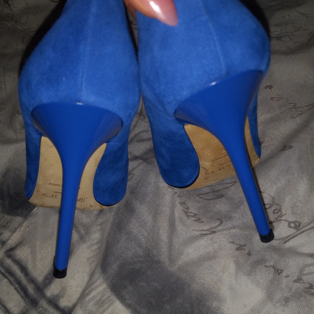 Jimmy CHOO Romy cobalt electric blue suede pumps 100mm Size 6 - Picture 14 of 14